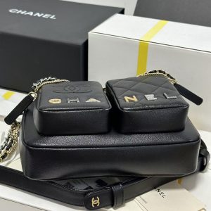 CC 22C Early Spring Crossbody Bags Black Lambskin