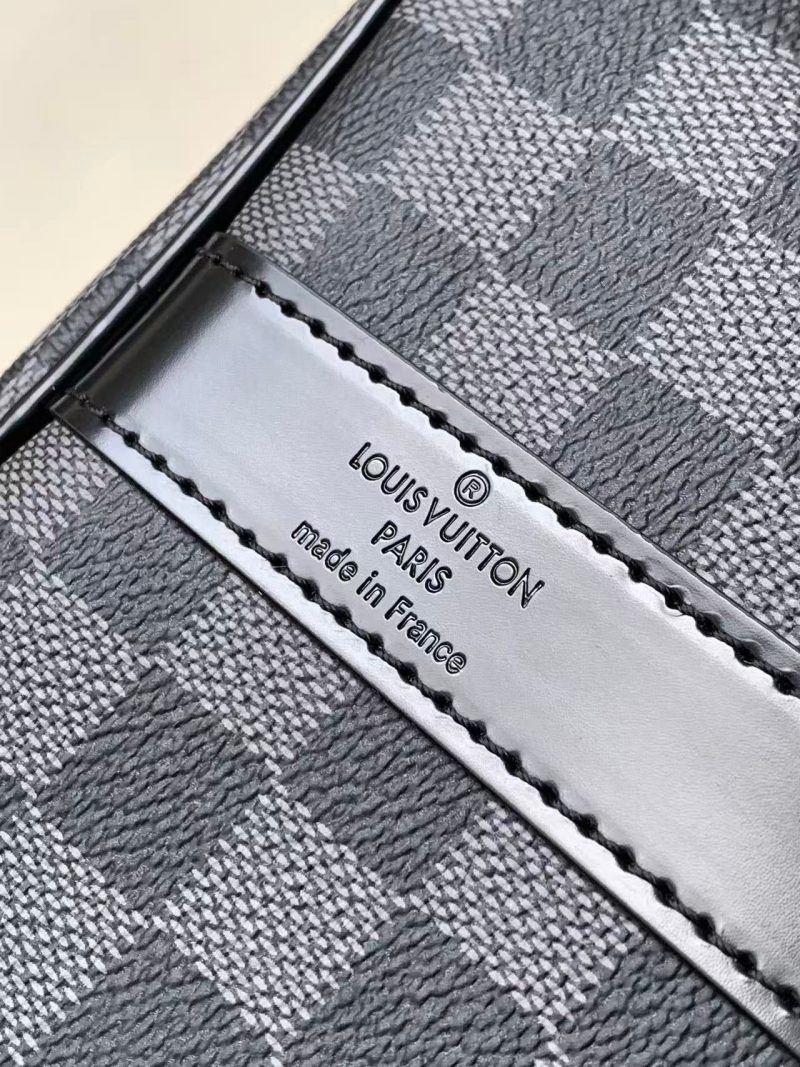 039454f7fc32f5f8dbc7e89b9ff2a3b2 KEEPALL BANDOULIÈRE 45 IN BLACK DAMIER GRAPHITE CANVAS