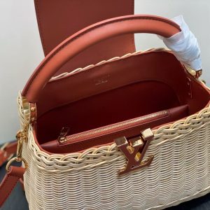 LV Capucines BB Top Handle Tan Cowhide & Rattan HW