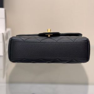 CC 25P Flap Bag 22cm Black Cowhide Gold Hardware