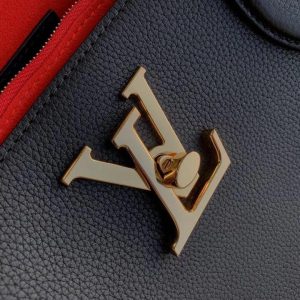 LV LOCKME SHOPPER 42 BLACK GRAINED CALF LEATHER