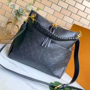 13272136202005677_1ea45a2a-319a-4818-9605-3e397ad10ae4 MAIDA HOBO 33CM BLACK MONOGRAM EMBOSSED GRAINED COWHIDE