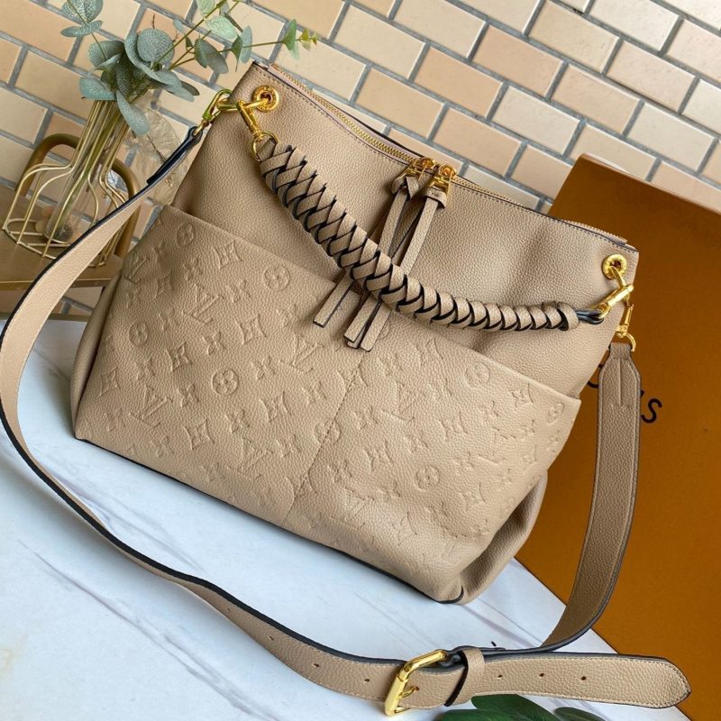 13272136260538123_0643143a-0b02-4c5a-b769-e8a9381d3835 MAIDA HOBO 33CM BEIGE MONOGRAM EMBOSSED GRAINED COWHIDE