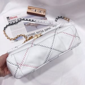 19 FLAP BAG 30CM WHITE QUILTED