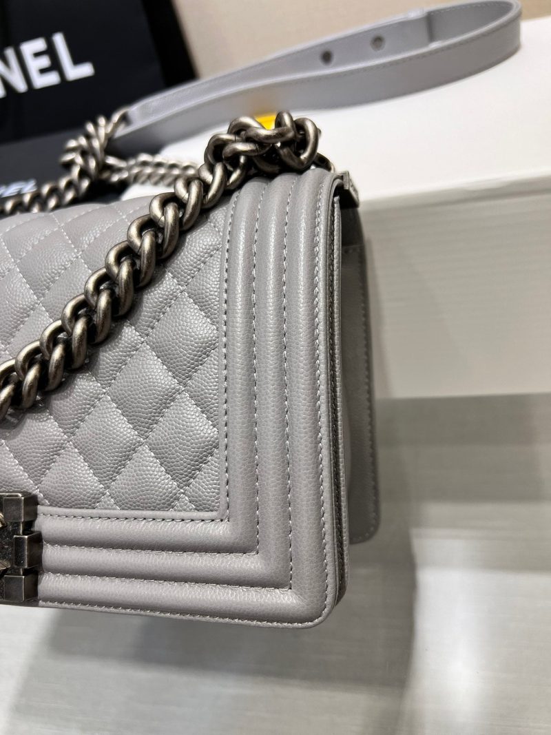 13344148874476991 BOY BAG MEDIUM 25 GREY CAVIAR RUTHENIUM HARDWARE