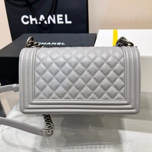 13344148880917496 BOY BAG MEDIUM 25 GREY CAVIAR RUTHENIUM HARDWARE