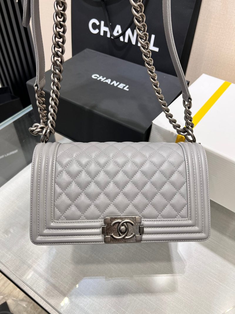 13344148884443428 BOY BAG MEDIUM 25 GREY CAVIAR RUTHENIUM HARDWARE