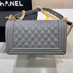 13344148960356070 BOY BAG MEDIUM 25 DARK GREY CAVIAR GOLD HARDWARE