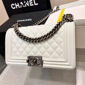 13344149143371978 BOY BAG MEDIUM 25 WHITE CAVIAR RUTHENIUM HARDWARE