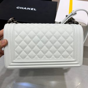 13344149150149892 BOY BAG MEDIUM 25 WHITE CAVIAR RUTHENIUM HARDWARE