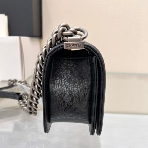 BOY BAG SMALL 20 BLACK CHEVRON CAVIAR RUTHENIUM HARDWARE