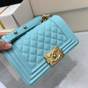 13344151912155842 BOY BAG SMALL 20 CLOUD BLUE CAVIAR GOLD HARDWARE
