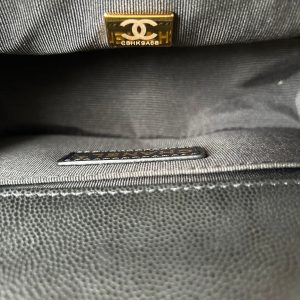 13344405373945410 BOY BAG SMALL 20 BLACK CHEVRON CAVIAR GOLD HARDWARE