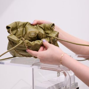 CC HOBO BAG 22 KHAKI LAMBSKIN GOLD HARDWARE 20CM