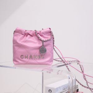 CC HOBO BAG 22 PINK LAMBSKIN SILVER HARDWARE 20CM