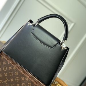 CAPUCINES BB 27 BLACK TAURILLON SILVER HARDWARE