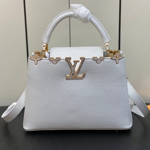 13345374226693445 CAPUCINES BB 27 WHITE TAURILLON GOLD HARDWARE