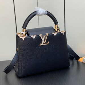 13345374318586760 CAPUCINES BB 27 BLACK TAURILLON GOLD HARDWARE