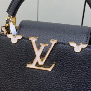 13345374325500454 CAPUCINES BB 27 BLACK TAURILLON GOLD HARDWARE