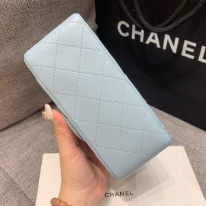 MINI SQUARE FLAP BAG 17CM CLOUD BLUE LAMBSKIN SILVER HARDWARE