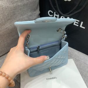 MINI SQUARE FLAP BAG 17CM CLOUD BLUE LAMBSKIN SILVER HARDWARE