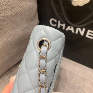 MINI SQUARE FLAP BAG 17CM CLOUD BLUE LAMBSKIN SILVER HARDWARE