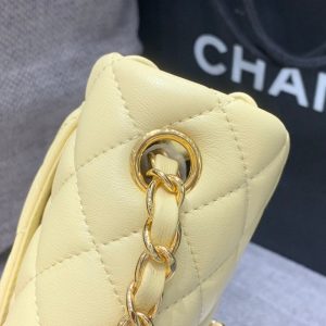 MINI SQUARE FLAP BAG 17CM YELLOW LAMBSKIN GOLD HARDWARE