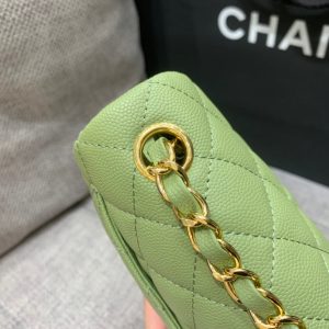 MINI SQUARE FLAP BAG 17CM GREEN CAVIAR GOLD HARDWARE