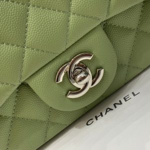 MINI SQUARE FLAP BAG 17CM GREEN CAVIAR SILVER HARDWARE