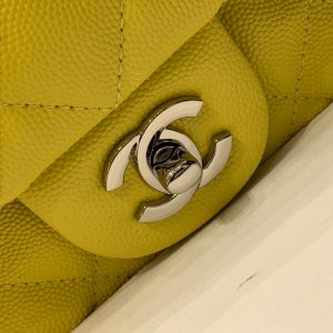 MINI SQUARE FLAP BAG 17CM YELLOW CAVIAR SILVER HARDWARE