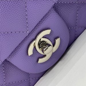MINI SQUARE FLAP BAG 17CM PURPLE CAVIAR SILVER HARDWARE