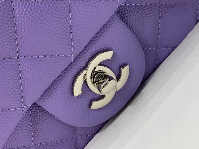 MINI SQUARE FLAP BAG 17CM PURPLE CAVIAR SILVER HARDWARE