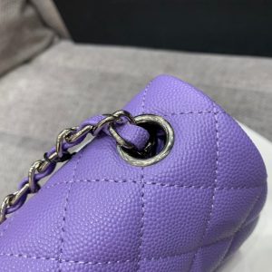 MINI SQUARE FLAP BAG 17CM PURPLE CAVIAR SILVER HARDWARE