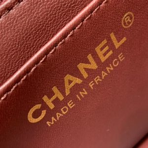 MINI RECTANGLE FLAP BAG 20CM BURGUNDY LAMBSKIN GOLD HARDWARE