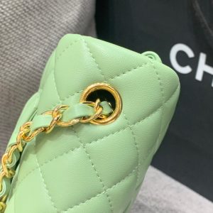 MINI RECTANGLE FLAP BAG 20CM LIME LAMBSKIN GOLD HARDWARE