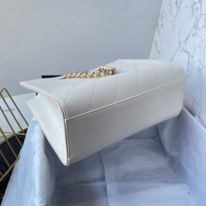 13347789282734612 SMALL TOTE 31CM WHITE LAMBSKIN GOLD HARDWARE