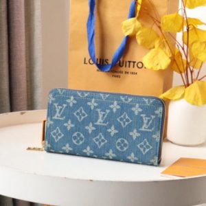 13348052517949569 LV MONOGRAM DENIM LEATHER 19CM LONG WALLET