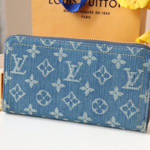 13348052575098038 LV MONOGRAM DENIM LEATHER 19CM LONG WALLET