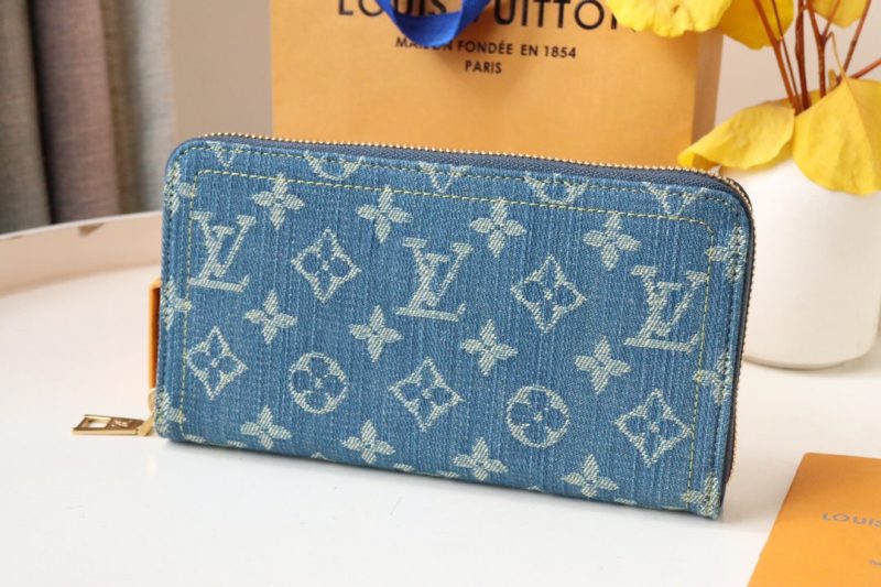 13348052575098038 LV MONOGRAM DENIM LEATHER 19CM LONG WALLET