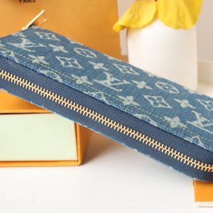 13348052578576566 LV MONOGRAM DENIM LEATHER 19CM LONG WALLET