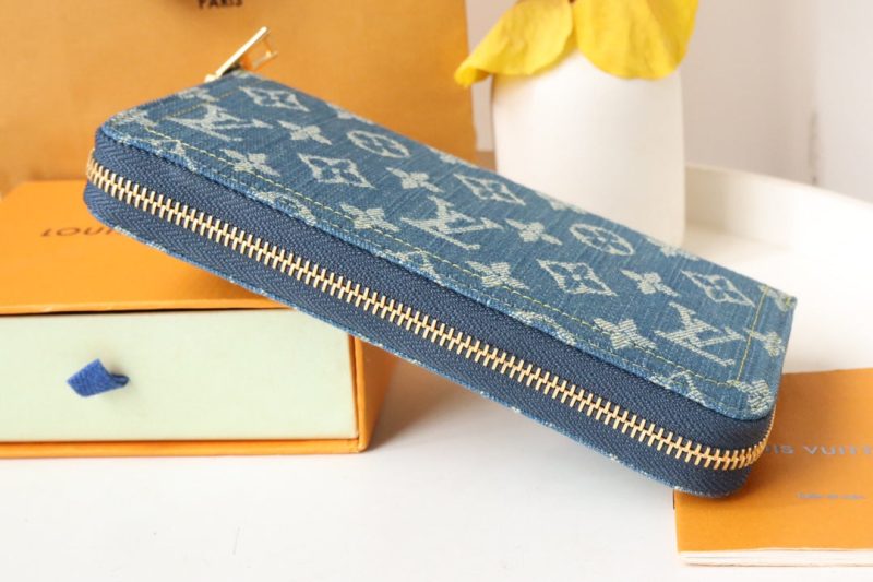 13348052578576566 LV MONOGRAM DENIM LEATHER 19CM LONG WALLET