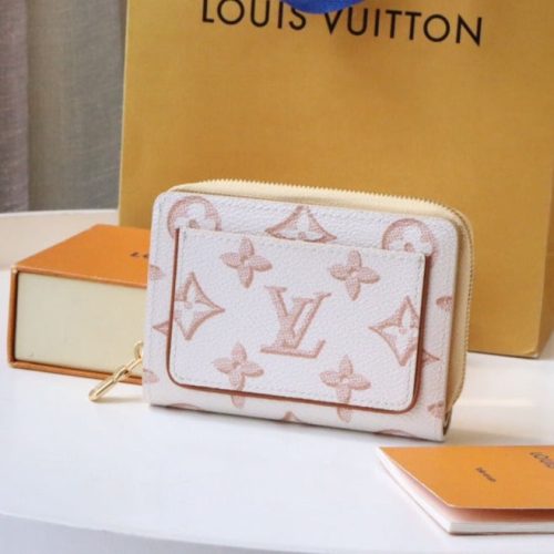 13348123626917558 LOU WALLET 11.5 WHITE PINK MONOGRAM CANVAS