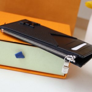 COIN CARD HOLDER 8 BLACK AEROGRAM CALFSKIN
