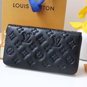 13349352747247150 ZIPPY WALLET 19 BLACK EMBOSSED LAMBSKIN