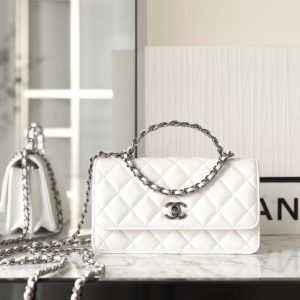 CC WOC 18.5 WHITE LAMBSKIN SILVER HARDWARE