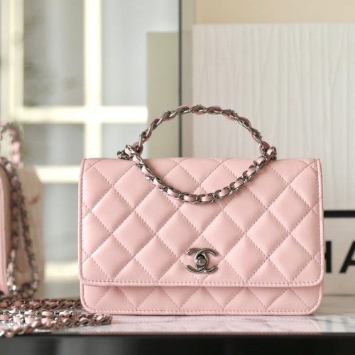 13350828718148899_57bf2d58-7e40-4491-8d38-448242d0a087 CC WOC 19 PINK LAMBSKIN SILVER HARDWARE