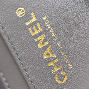 MINI RECTANGLE FLAP BAG TOP HANDLE 20CM GREY LAMBSKIN GOLD HARDWARE