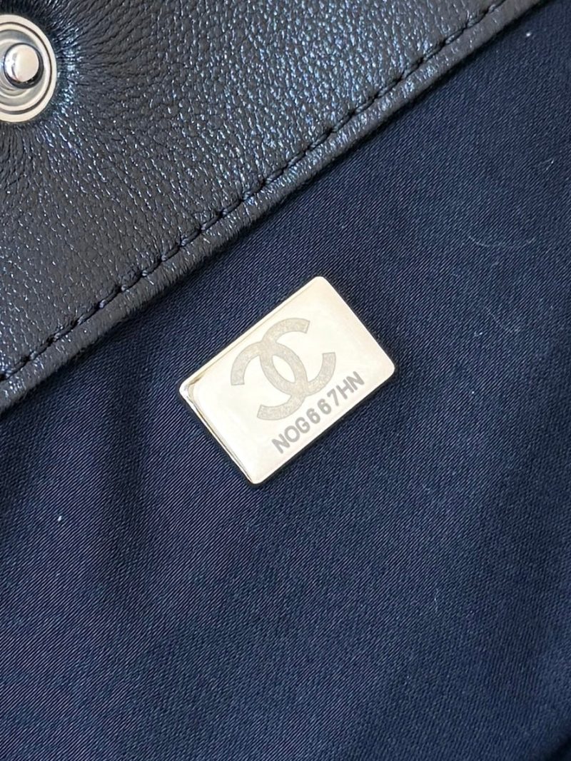 CC 25P Rivet Bucket Bag Silver Hardware in Black Polished Lambskin