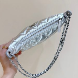 CC 25S Hobo Dumpling Bag 25 in Silver Calskin