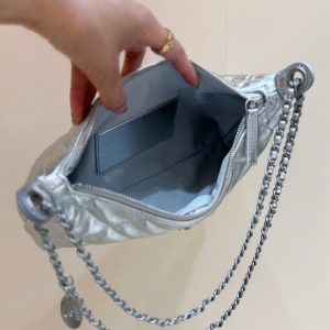 CC 25S Hobo Dumpling Bag 25 in Silver Calskin